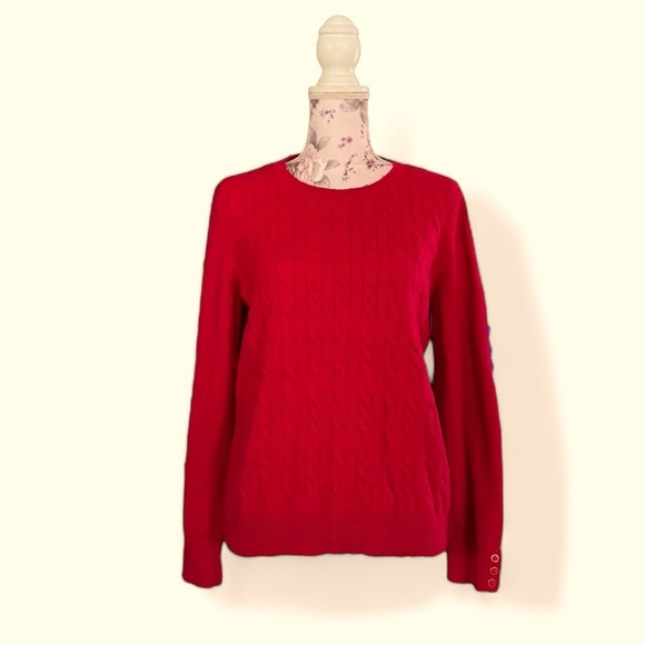 Talbots Cable Knit Crew Neck Sweater - Picture 2 of 5